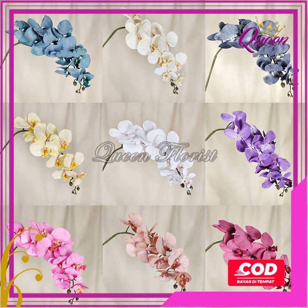 Bunga Anggrek Bulan Latex X9  - 1 PCS Bunga Anggrek Artificia - Bunga Dekorasi - Bunga Import Murah