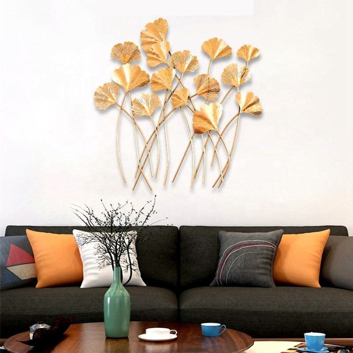 WallDecor 3D Hiasan Rumah Mewah Gantung 15 Daun Gold Metal Luxury Clai
