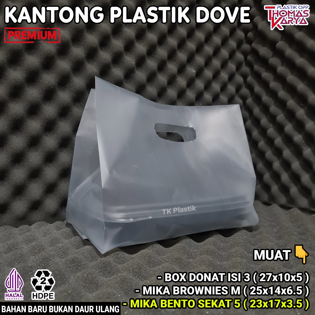 ECER Kantong Plastik Dove 27x30 muat Mika Bento 5 Sekat 23x17x4 / Mika Brownis M 25x14x6.5