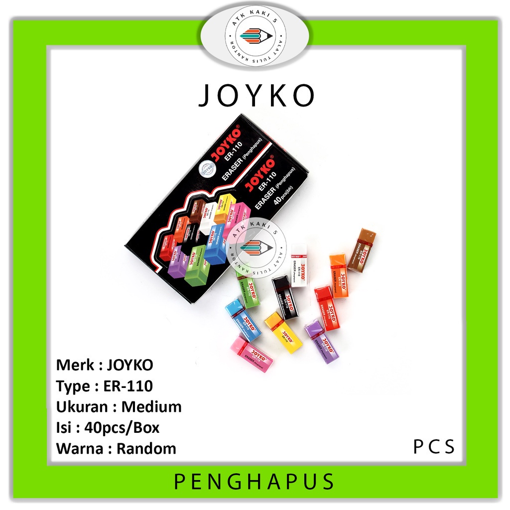 

JOYKO - Penghapus Pensil ER-110 Warna Warni Kecil - Pcs