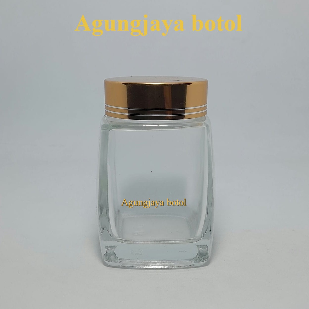 Jar Kaca 100 Ml Square Clear / Jar Kotak / Jar Puding / Jar Madu / Jar Selai / Jar Coklat / Jar Kaca