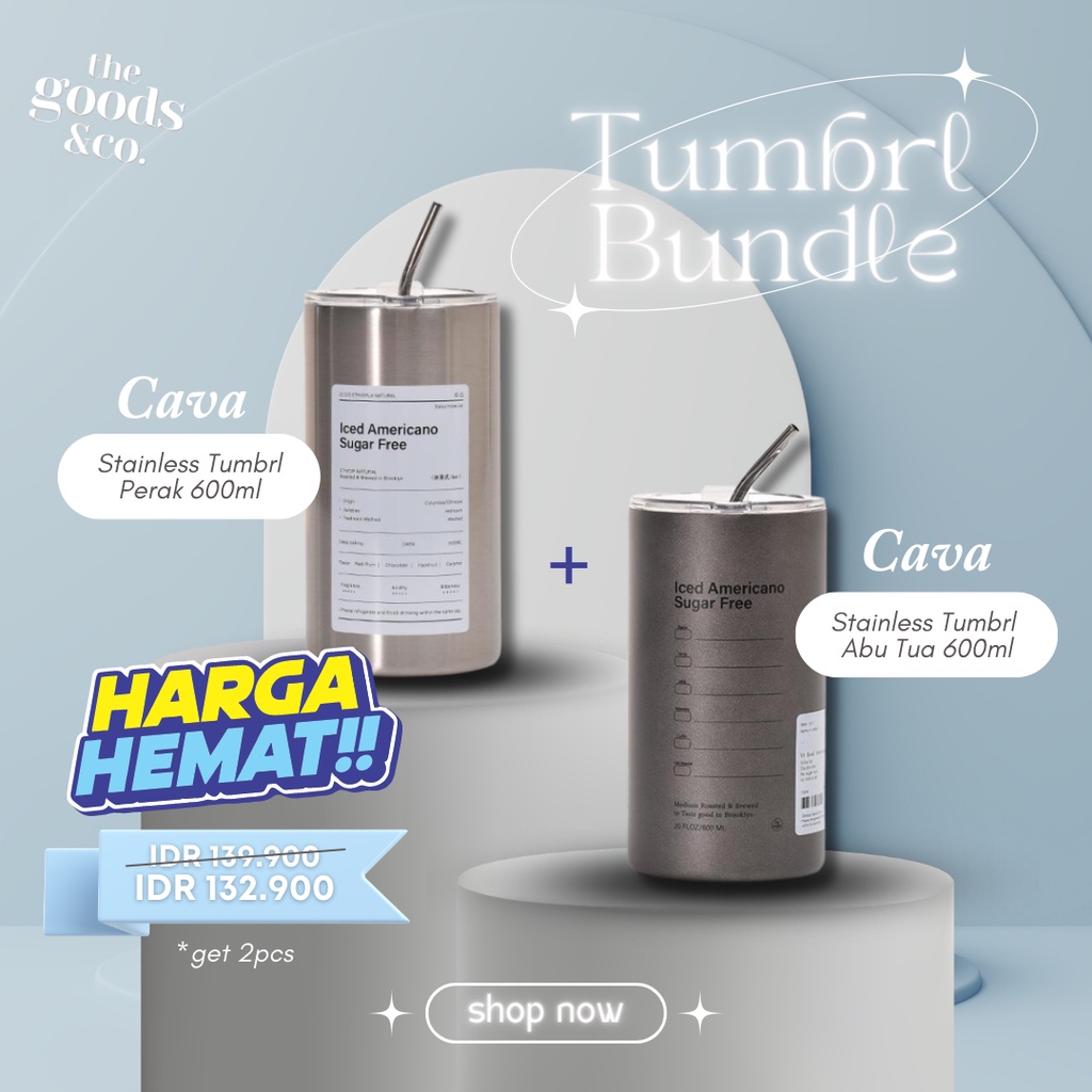 𝐆𝐨𝐨𝐝𝐬𝐂𝐨 (SET BUNDLING COMBO HEMAT) 2 PCS Tumbler Stainless Steel Cangkir Tumbler Kopi Cup Stainless 