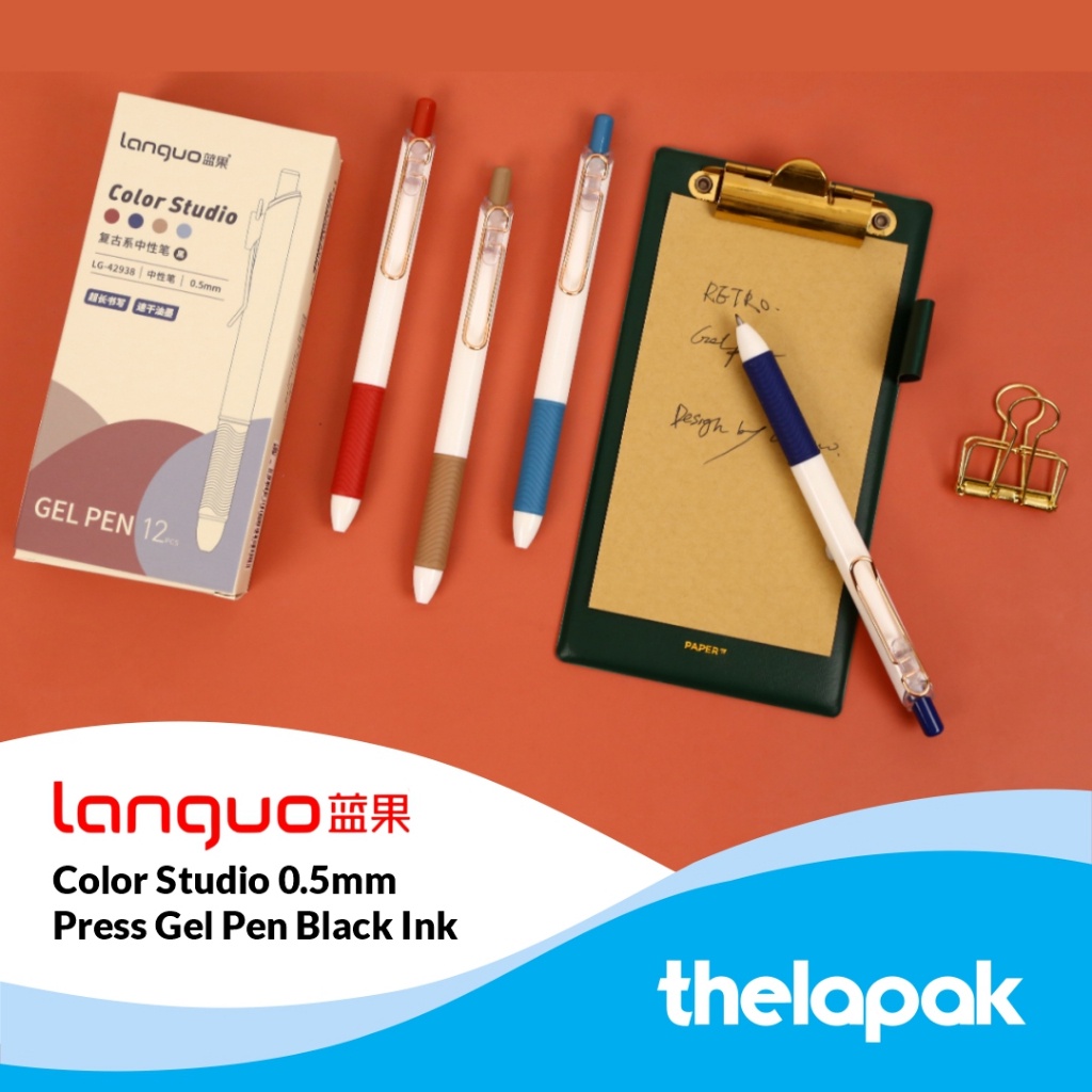 

Pulpen Clicker Gel 0.5mm Languo Color Studio Series Pen Tinta Hitam