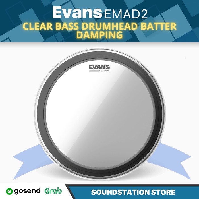 EVANS EMAD2 Clear Bass Drumhead Batter Damping | 18 20 22 24 Inch
