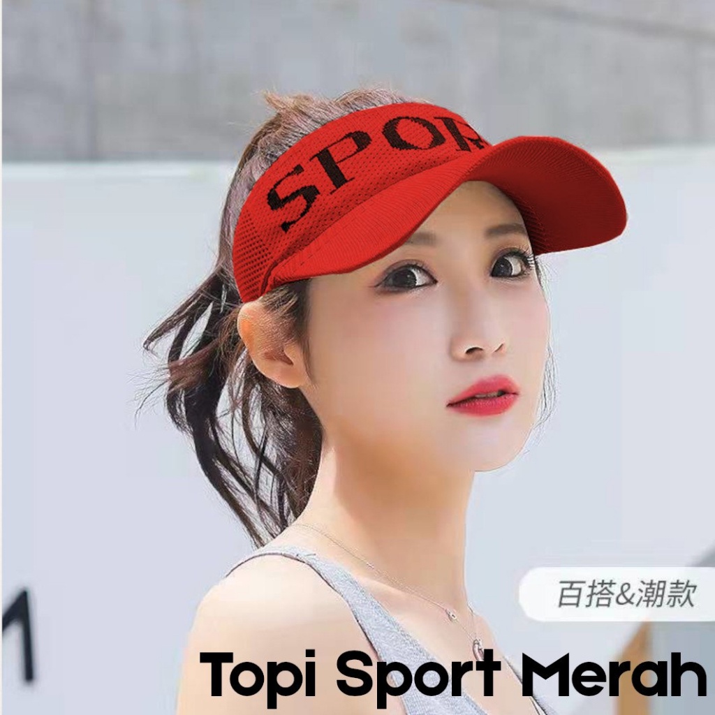 Topi SPORT CAP MERAH Topi senam Topi olahraga wanita Topi zumba BAYAR DITEMPAT
