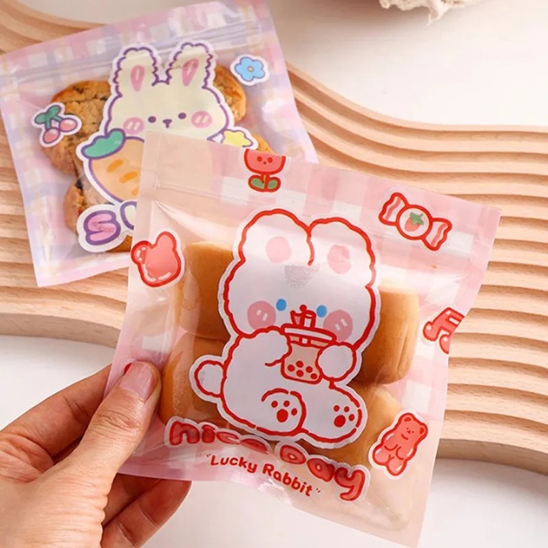 1pc Kartun Beruang Kelinci Disegel Kantong Plastik/DIY Cookie Candy Dessert Ziplock Bag/Kantong Kemasan Hadiah Pesta Festival