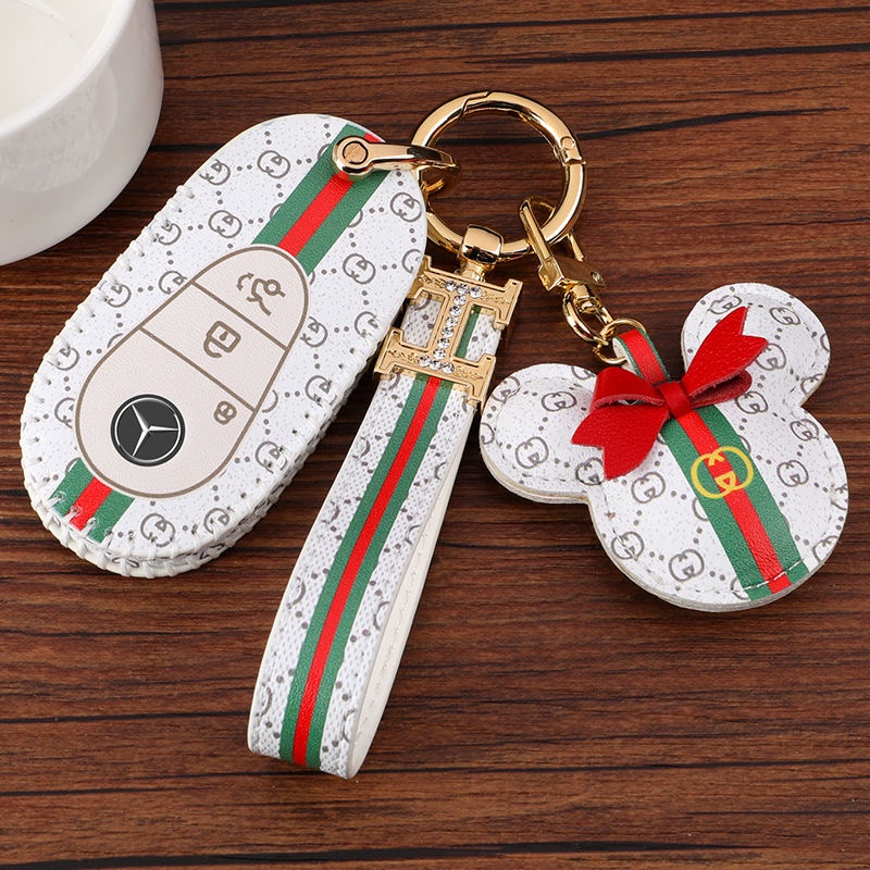 Mercedes-benz Leather key Holder cover Smart key case Luminous Sarung Kunci Mobil e200l cla clb