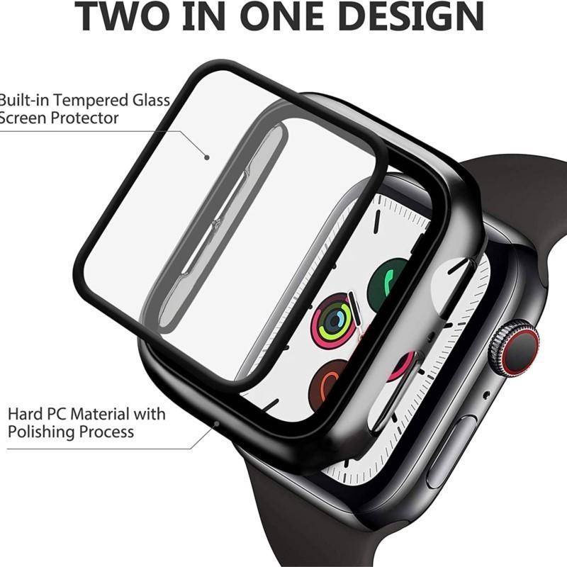 Case Untuk Apple Watch Series8 7 6 5 4 3 2 1 SE SE2 Aksesoris bumper Pelindung Layar Kaca+cover Untuk iWatch 45mm 41mm 44mm 42mm 40mm 38mm