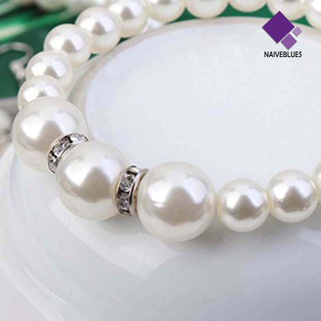 Naiveblue &gt; 3Pcs Wanita Elegan Imitasi Kalung Kait Anting Gelang Perhiasan Hadiah