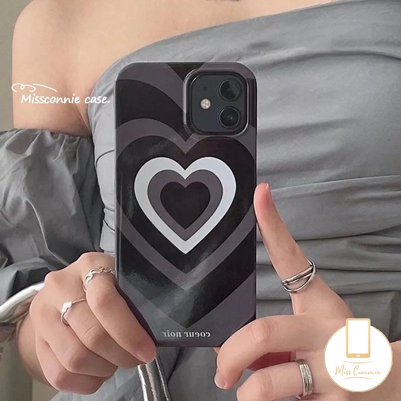 IPHONE Ins Gradiasi Cinta Hati Ponsel Case Kompatibel Untuk Iphone11 12 14 13 Pro Max7 8 Plus XR X XS Max SE 2020 Lembut Tpu Glossy Halus Penutup Belakang