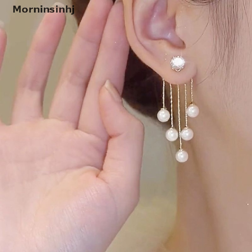 Mornin Anting Rumbai Mutiara Zirkon Yang Indah Perhiasan Gaya Korea Tassel Drop Earrings id