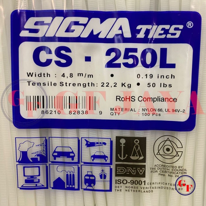 

Terlaris Kabel Ties Sigma Cs 250L / 25Cm Putih Cs250L Cable Tie White 25 Cm