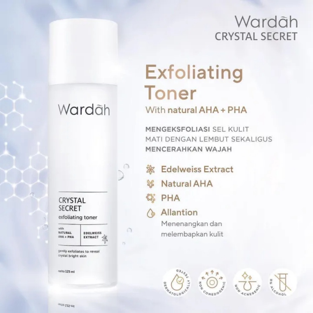 WARDAH Crystal Secret Exfoliating Toner with Natural AHA+PHA 125 ml - Amaze_Kosmetik