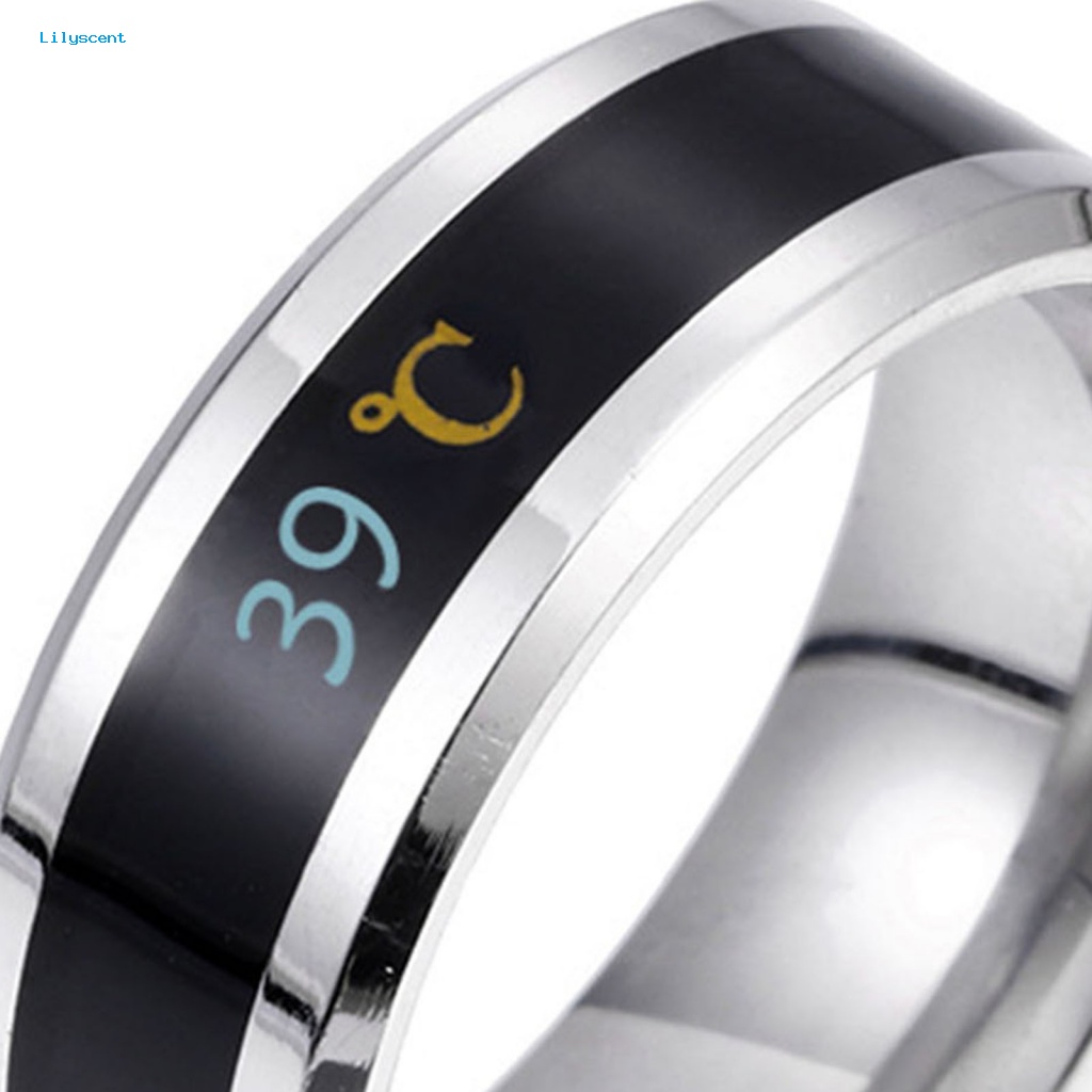 Lilyscent Trendy Stylish Ring Untuk Ulang Tahun Stainless Steel Smart Sensor Suhu Tubuh Ring Ringan