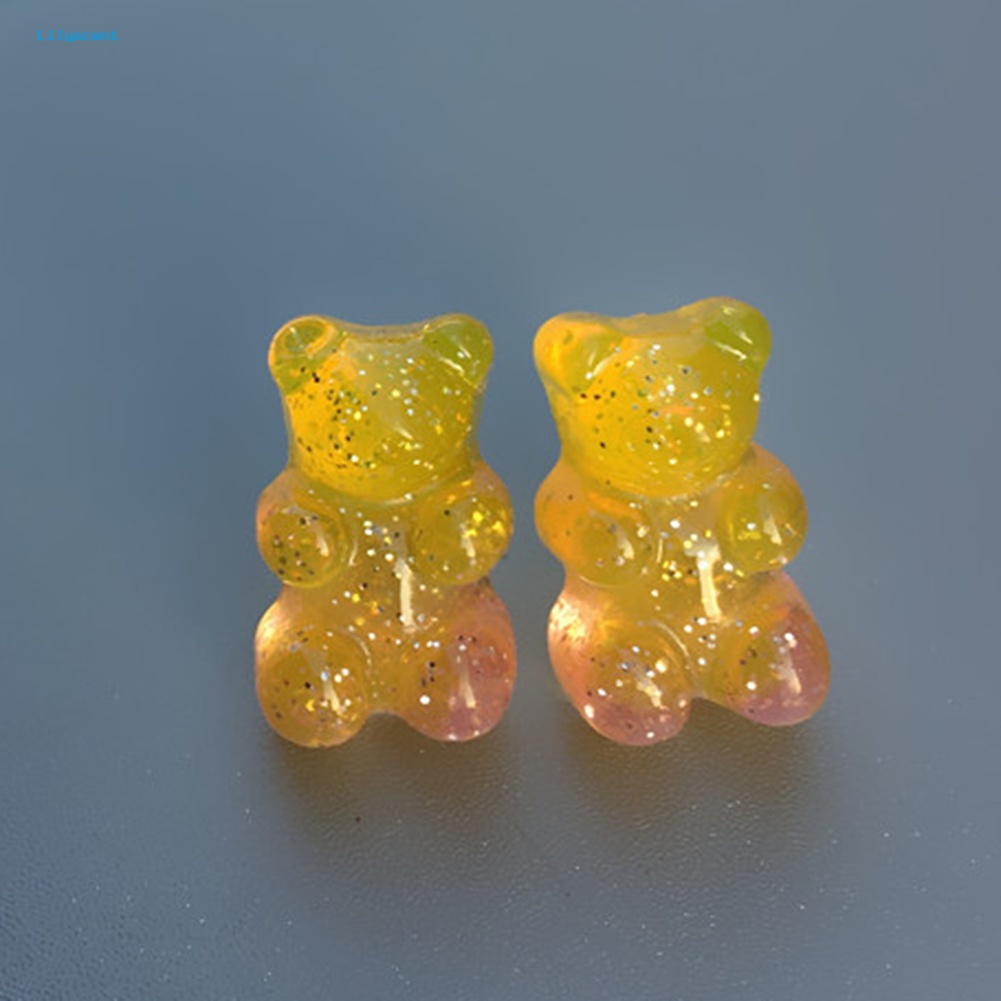 Lilyscent Fashion Wanita Permen Warna Kartun Gummy Bear Ear Stud Earrings Perhiasan Hadiah