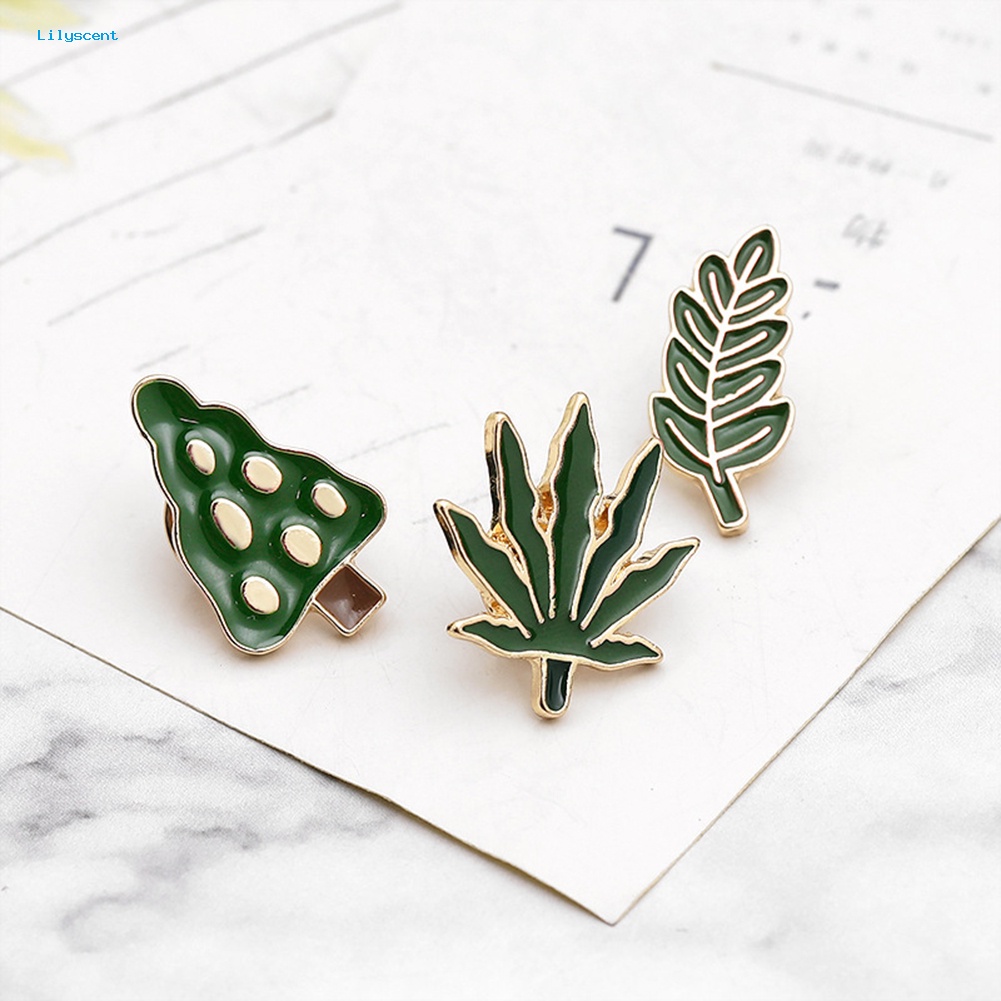 Lilyscent Pria Wanita Pohon Hijau Daun Enamel Bros Pin Breastpin Syal Topi Perhiasan Hadiah