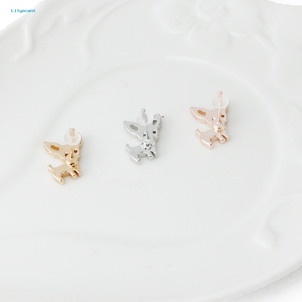 Lilyscent Fashion Wanita Chihuahua Stud Earrings Lucu Telinga Anjing Studs Piercing Perhiasan Hadiah