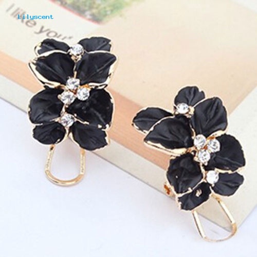 Lilyscent Panas Elegan Wanita Gardenia Bunga Berlian Imitasi Ear Stud Earrings Perhiasan Hadiah