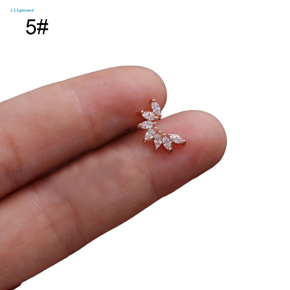 Lilyscent 1Pc Lady Cubic Zirconia Hias Bintang Bulan Telinga Stud Anting Tindik Helix Perhiasan