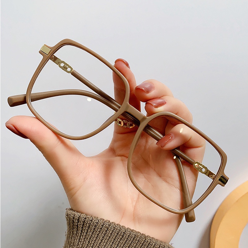 We Flower Oversized Coffee Square Frame Eyeglasses Untuk Wanita Chic Blue Light Blocking Lens Eyewear Korean Fashion Beauty Glasses Outdoor OOTD Ornaments