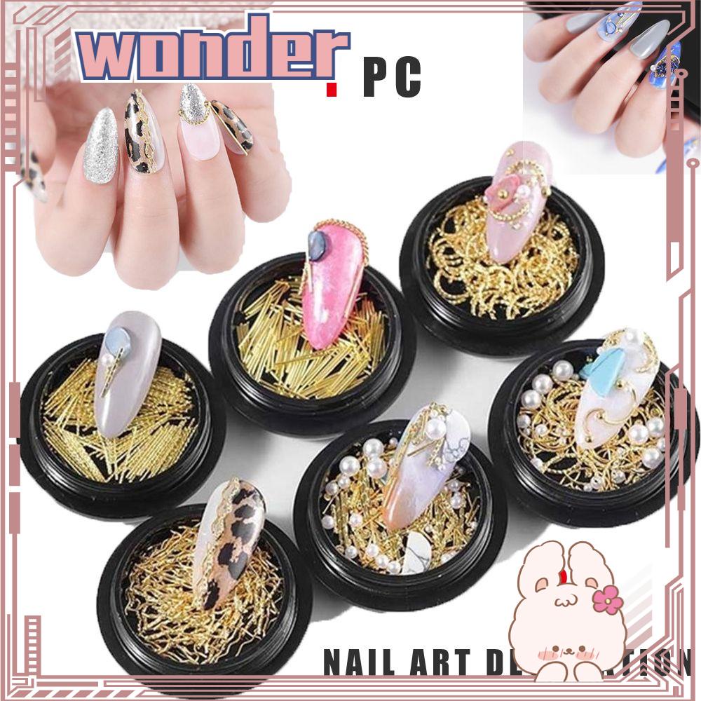 Wonder Alloy Dekorasi Manicure Tools Tips Logam Rivet Bentuk Campur Glitter Sequin