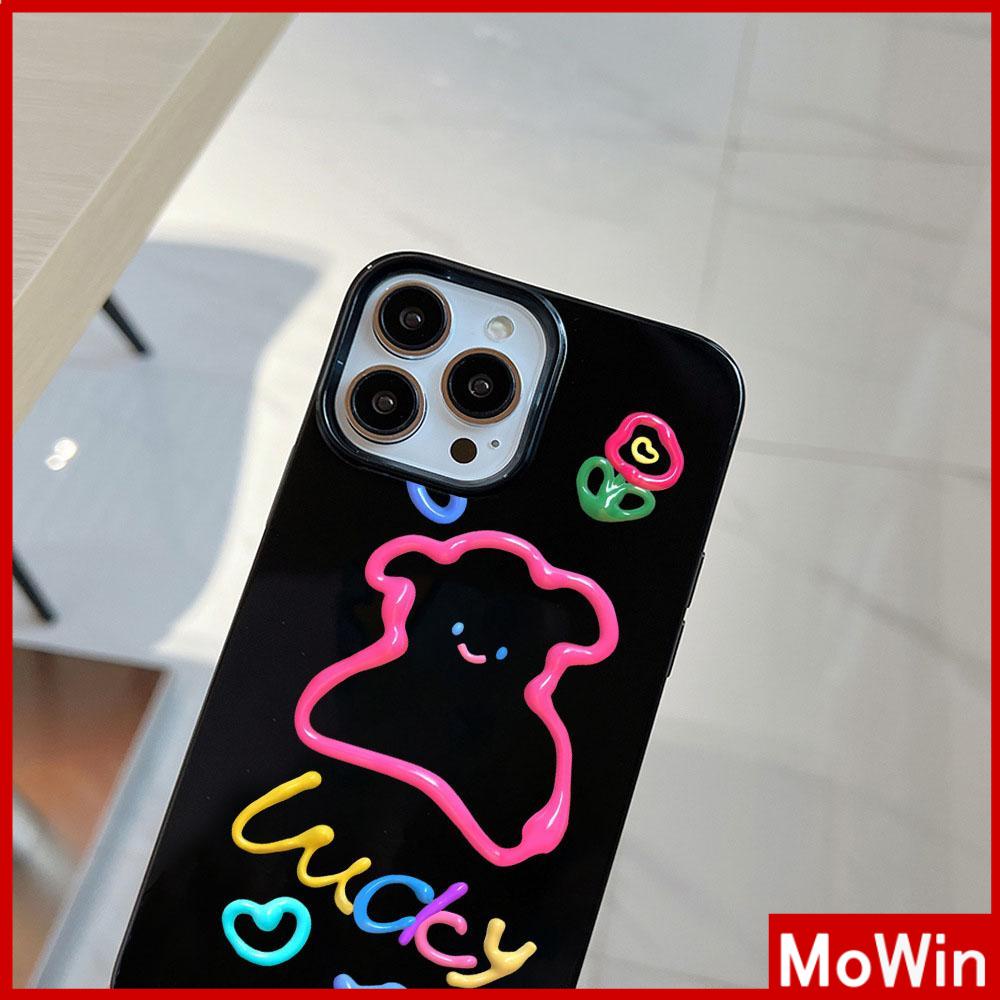 For iPhone 14 Pro Max iPhone Case Black Glossy TPU Soft Case Shockproof Protection Camera Cute Lucky Puppy Compatible with iPhone 13 Pro max 12 Pro Max 11 xr xs max 7Plus 8Plus