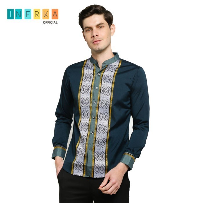 Baju Muslim Baju Koko Hijau Kemeja Koko Panjang Slimfit - Hijau, M