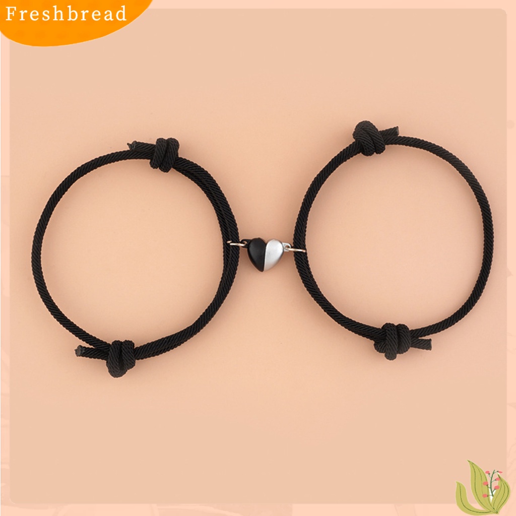 &lt; Freshbread &gt; 2Pcs/Set Tali Bangle Anti Luntur Pengerjaan Halus Gelang Liontin Hati ic Tampak Bagus Untuk Pasangan