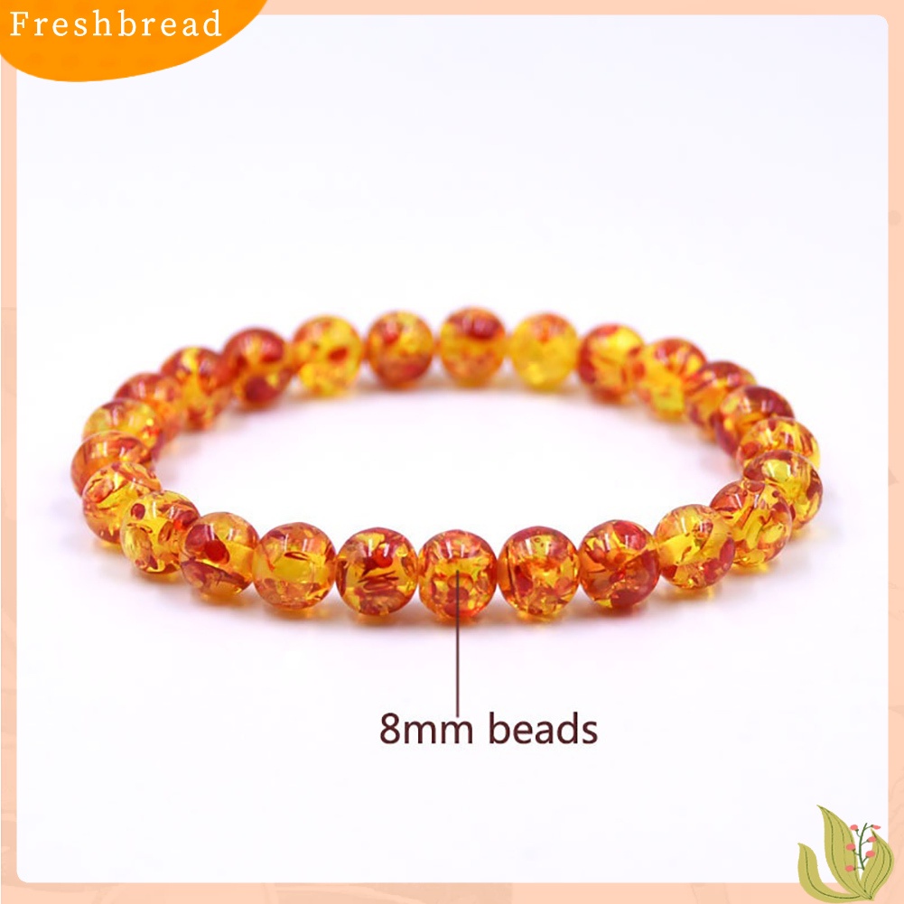 &lt; Freshbread &gt; 8mm/10mm Gelang Manik-Manik Bulat Batu Amber Buatan Pria Wanita Stretch Bangle