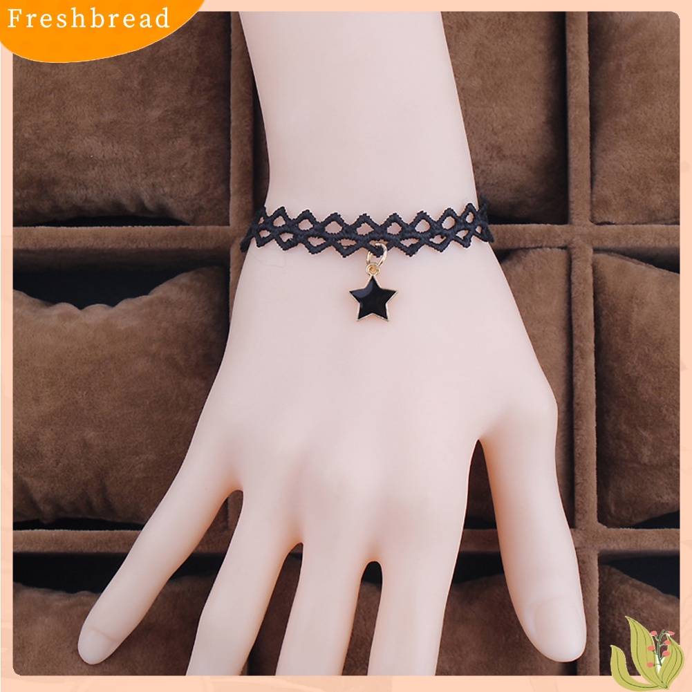 &lt; Freshbread &gt; Wanita Gothic Vintage Liontin Bintang Berongga Renda Pesona Gelang Bangle Hadiah