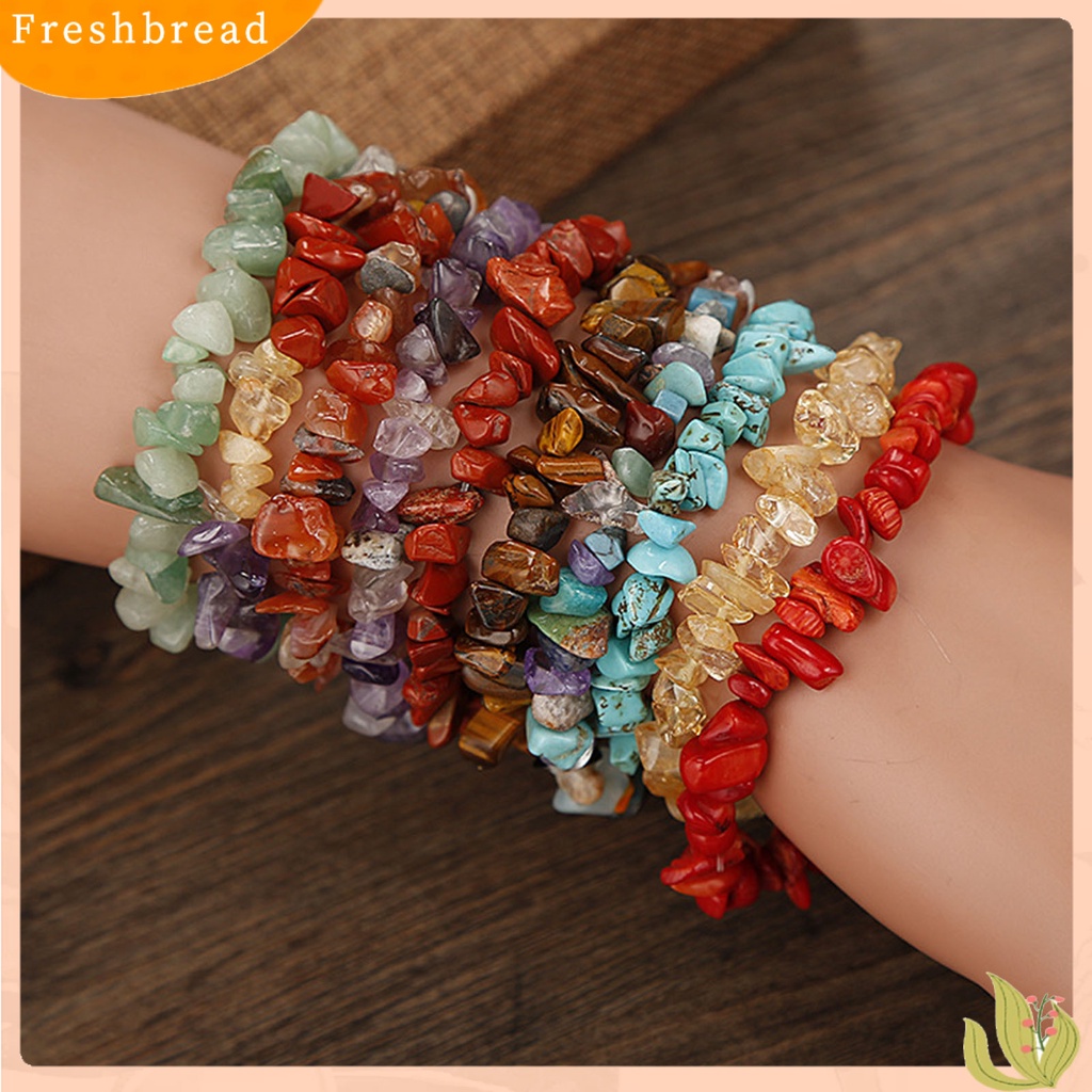 &lt; Freshbread &gt; Tali Elastis Handmade Batu Gelang Ringan Tidak Teratur Permata Imitasi Wanita Gelang Tangan Dekorasi