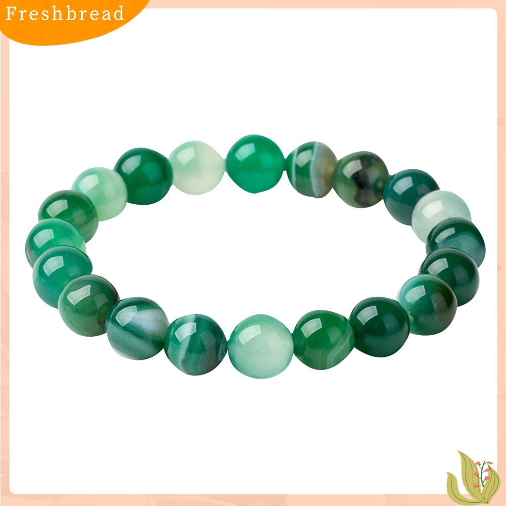 &lt; Freshbread &gt; Wanita Fashion Faux Agate Beaded Bracelet Rantai Bulat Bangle Perhiasan Hadiah Teman