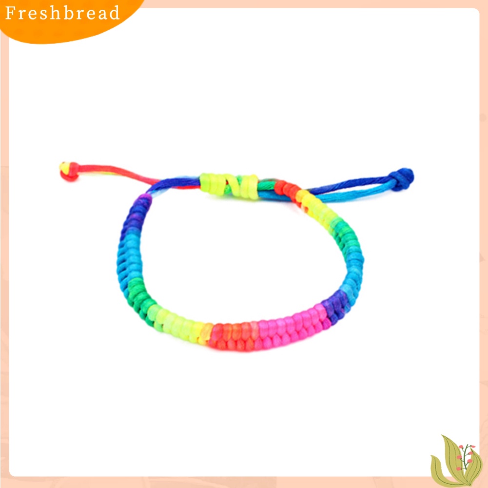 &lt; Freshbread &gt; Klub Malam Wanita Mode Pelangi Neon Warna-Warni Dikepang Anyaman Gelang