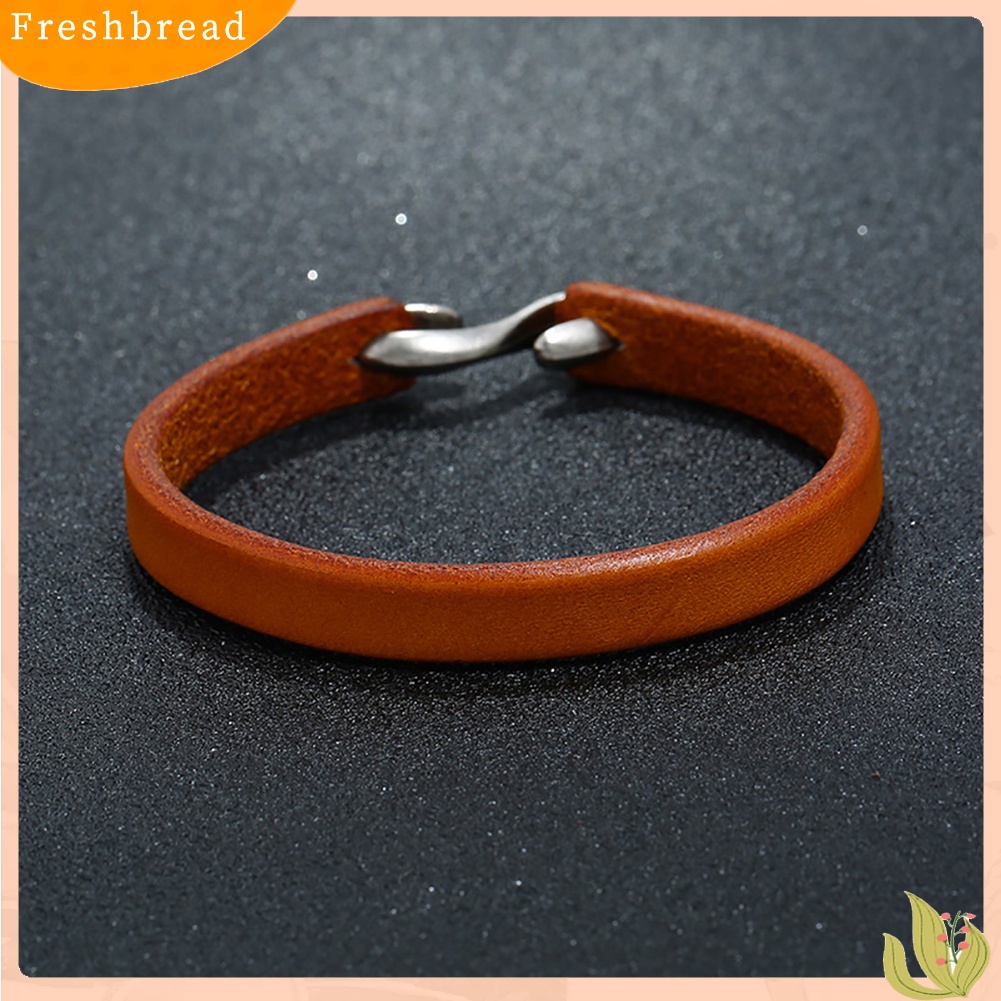 &lt; Freshbread &gt; Vintage Kulit Sapi Tipis Kait Gesper Gelang Man Punk Jewelry Wrist Band Bangle