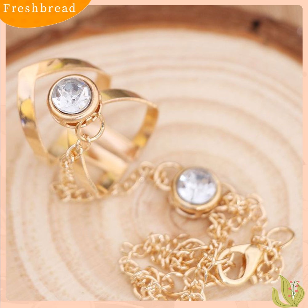 &lt; Freshbread &gt; Fashion Berongga Geometris Berlian Imitasi Bertatahkan Cincin Gelang Perhiasan Pengantin Pernikahan