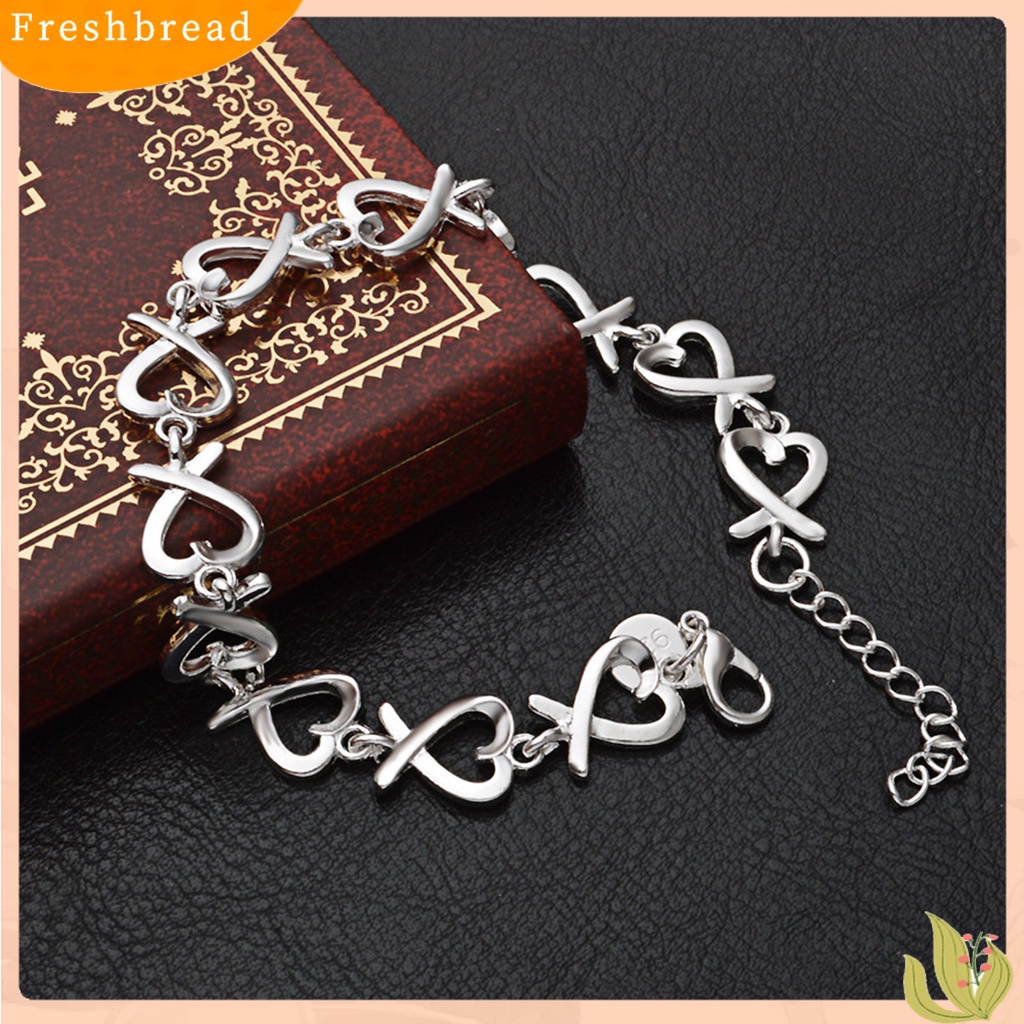 &lt; Freshbread &gt; Gelang Bentuk Hati Ringan-Berat Warna Silver 21cm Wanita Perhiasan Rantai Untuk Pesta