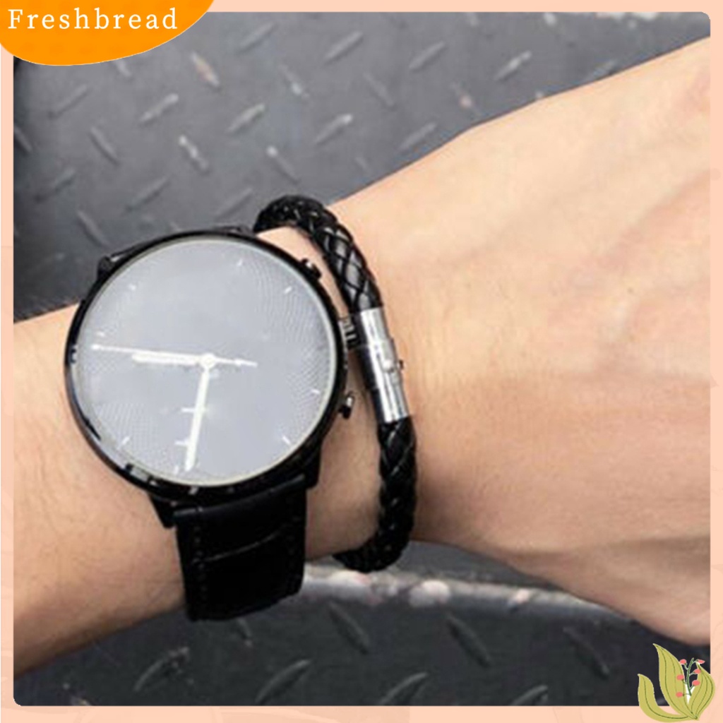 &lt; Freshbread &gt; Gelang Dikepang Dengan ic Gesper Kulit Imitasi Serbaguna Pria Tangan Rantai Untuk Anniversary