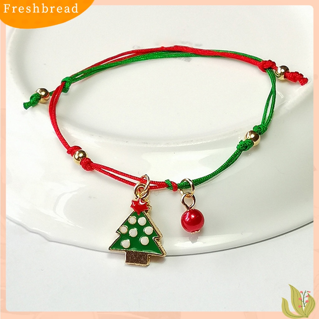 &lt; Freshbread &gt; Gelang Natal Santa Claus Rajut Tangan Unisex Pohon Elk Snowflake Bracelet Untuk Natal