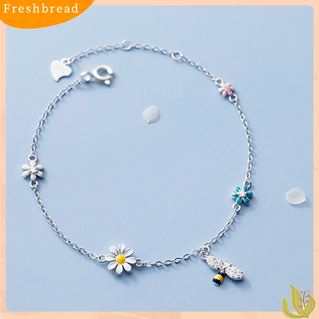 &lt; Freshbread &gt; Wanita Gelang Manis Indah Lebah Bentuk Bunga Liontin Lady Bangle Hadiah Ulang Tahun