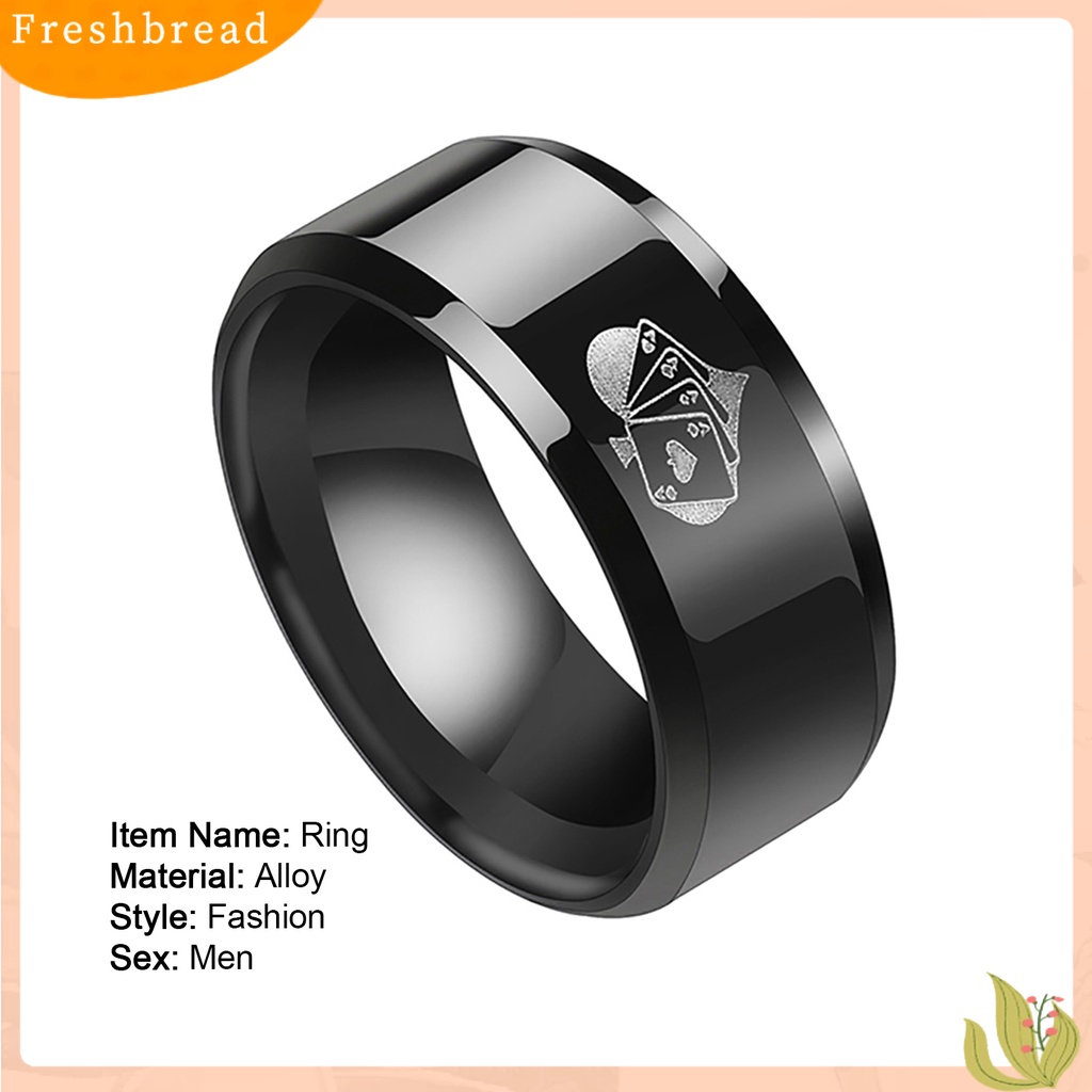 &lt; Freshbread &gt; Cincin Jari Sekop Hitam Hati Hadiah Perhiasan Alloy Kartu Remi Print Band Ring Untuk Club