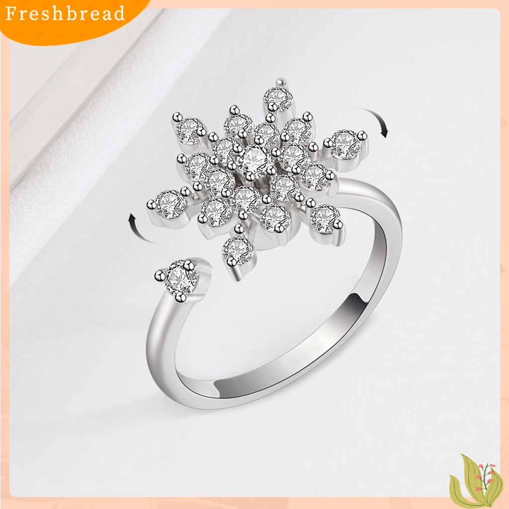 &lt; Freshbread &gt; Wanita Cincin Pembukaan Yang Dapat Diputar Berlian Imitasi Mengkilap Hias Berkilau Pereda Kecemasan Tahun Baru Hadiah Natal Snowflake Pernikahan Pertunangan Cincin Perhiasan Untuk Pacaran