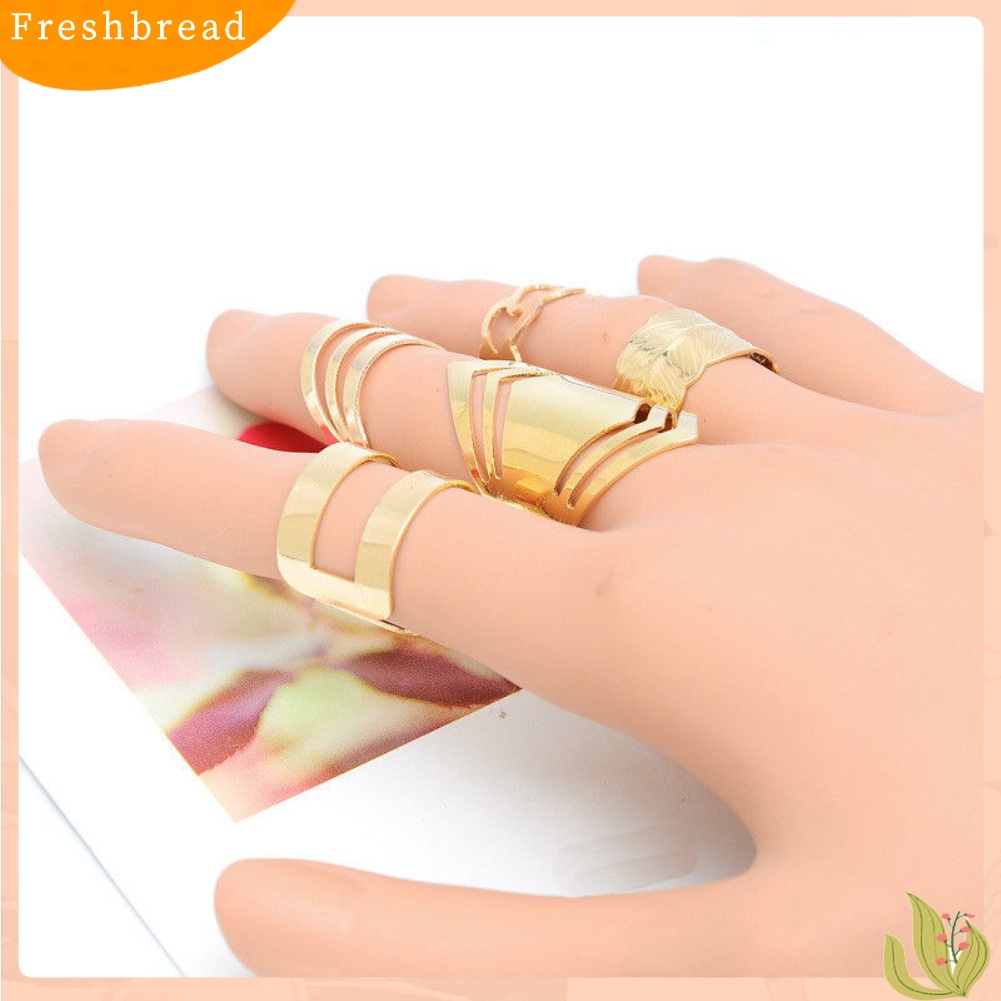 &lt; Freshbread &gt; 5Pcs/Set Wanita Fashion Berongga Midi Jari Di Atas Knuckle Stacking Rings