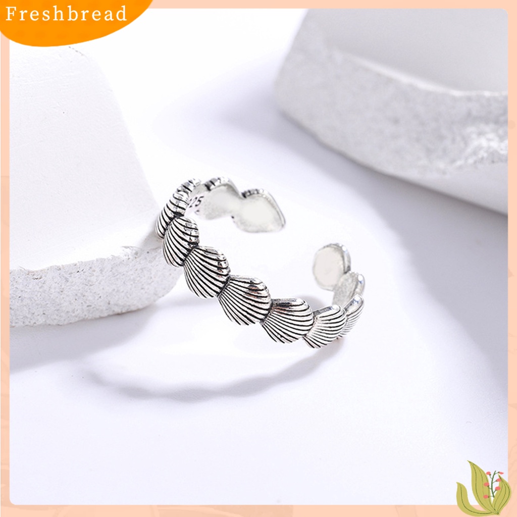 &lt; Freshbread &gt; Wanita Cincin Vintage Pembukaan Yang Dapat Disesuaikan Tidak Luntur Pengerjaan Halus Dekoratif Hypoallergenic Dipoles Kerang Terbuka Cincin Perhiasan Fashion