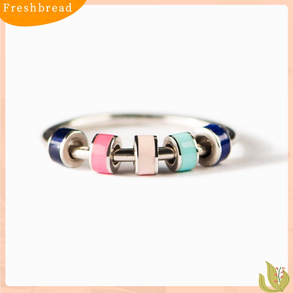 &lt; Freshbread &gt; Cincin Unisex Manik-Manik Berputar Pereda Kecemasan Stainless Steel Pembukaan Resizable Finger Ring Untuk Kantor