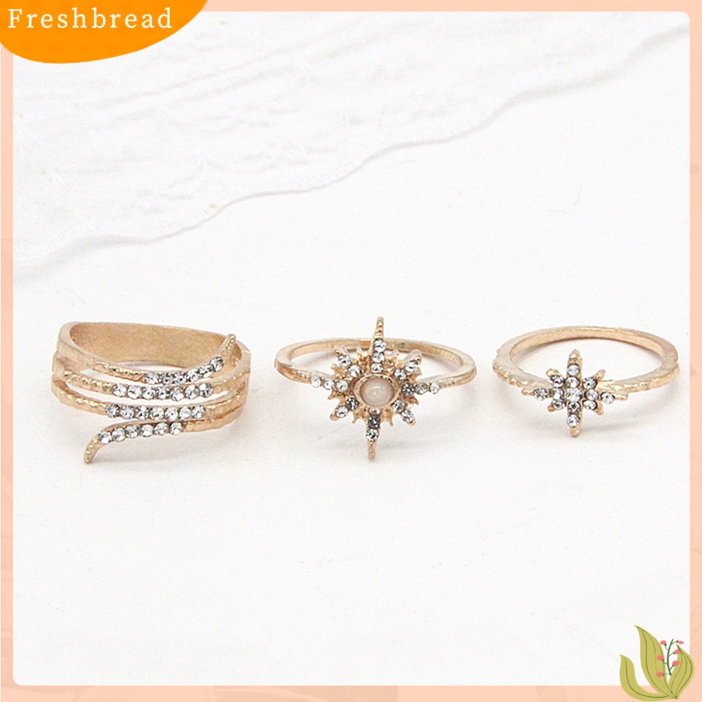 &lt; Freshbread &gt; 17Pcs/set Bohemian Sederhana Dapat Ditumpuk Berlian Imitasi Midi Cincin Buku Jari Cincin Perhiasan Aksesori