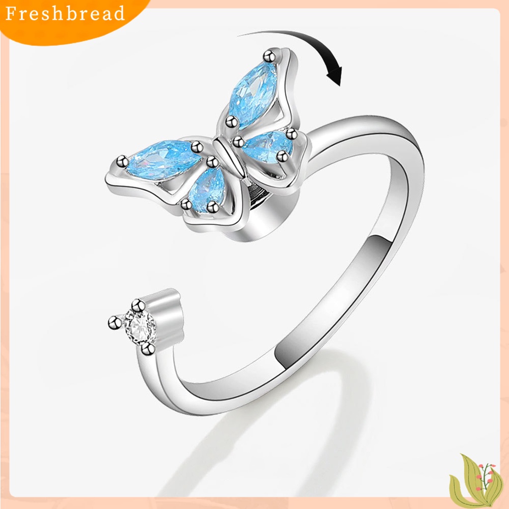 &lt; Freshbread &gt; Cincin Jari Geometris Menawan Niche Electroplating Opening Dekorasi Tidak Luntur Diputar Kupu-Kupu Terbuka Cincin Wanita Perhiasan