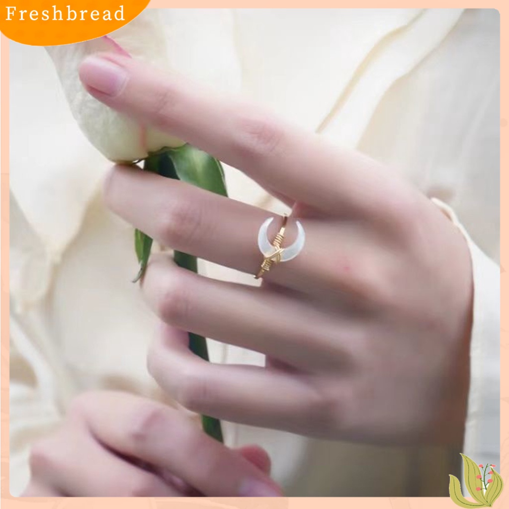 &lt; Freshbread &gt; Cincin Lady Mulia Indah Yang Dapat Disesuaikan Trendi Setengah Bulan Dekorasi Jari Cincin Perhiasan Aksesori