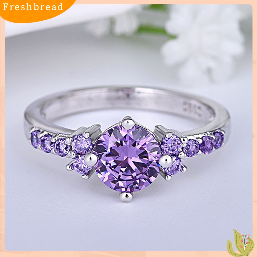 &lt; Freshbread &gt; Mewah Wanita Faux Amethyst Bertatahkan Jari Cincin Pernikahan Pertunangan Perhiasan Hadiah