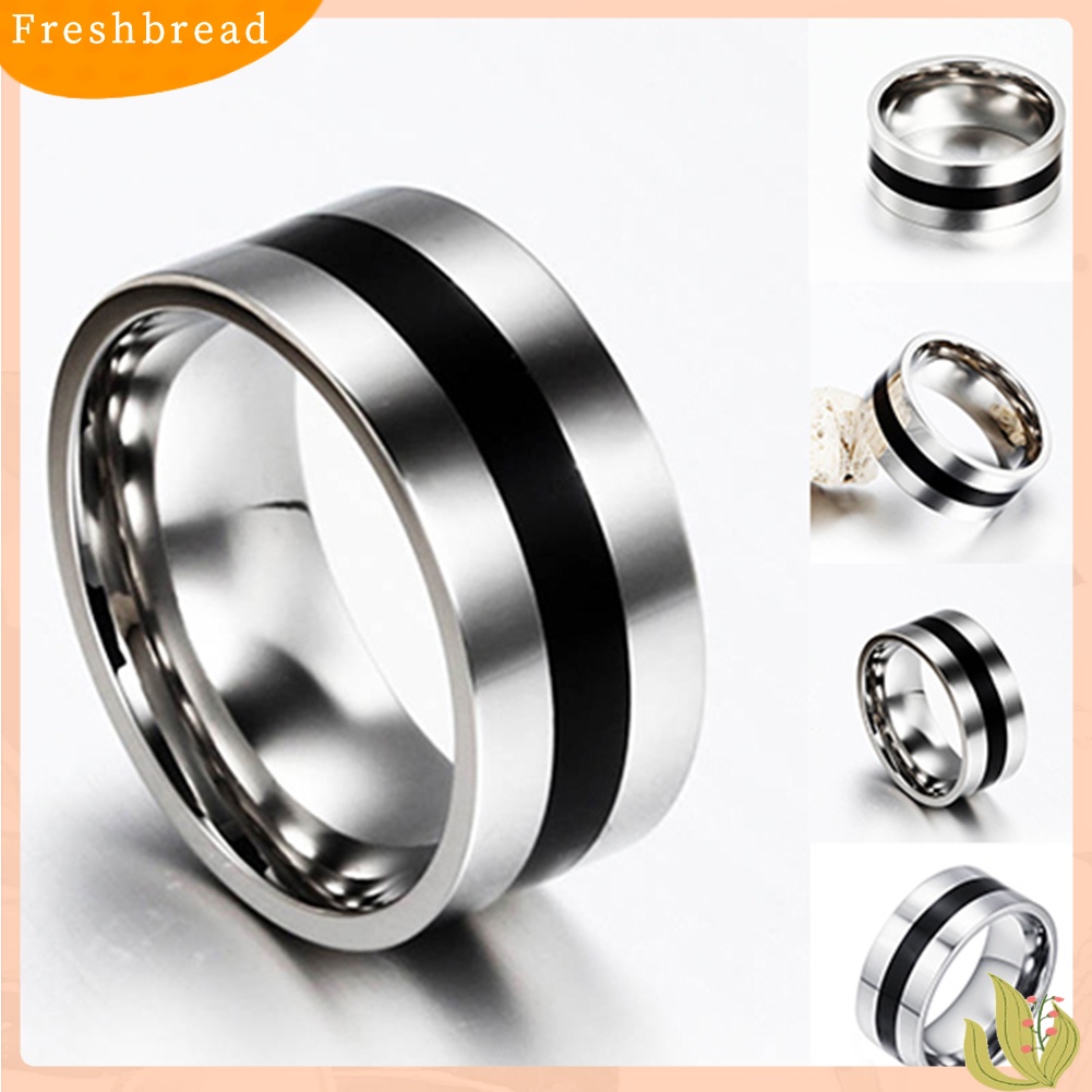 &lt; Freshbread &gt; Wanita Pria Sederhana Pernikahan Pertunangan Stainless Steel Jari Cincin Band Perhiasan