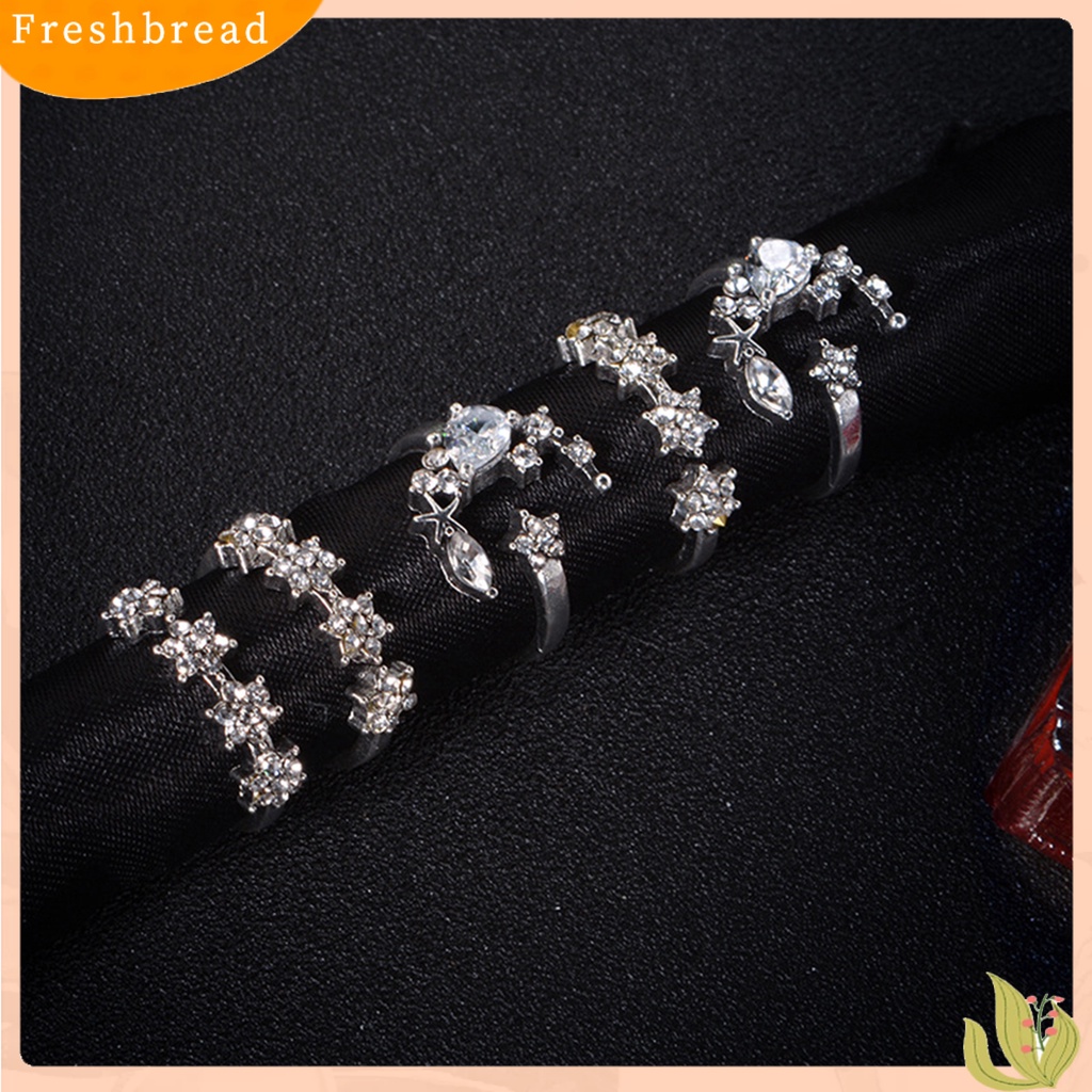 &lt; Freshbread &gt; 5Pcs Cincin Berlian Imitasi Ringan Bahan Alloy Cincin Jari Untuk Club